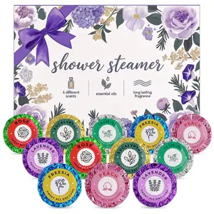 12pcs Aromatherapy Shower Steamers - Relaxation Set for Women and Men, Stress Relief and Self Care, Luxury Home Spa
