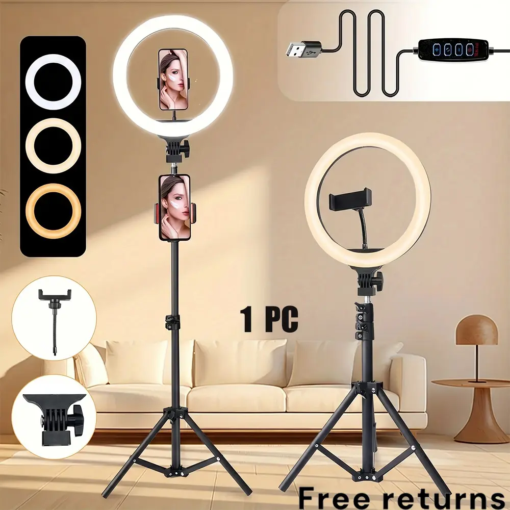 12-Inch Ring Light with 43-Inch Adjustable Retractable Stand, Fill Light for Photography Lighting Kit for Smartphone Videos/Product Shooting/Indoor Portrait/Dance Challenges#SummerWins#BackToSchoolDeal