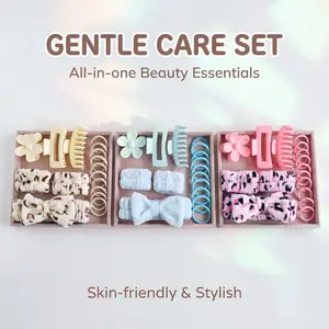 Complete 16-Piece Hair Accessory Set - Strong Grip Clips, Absorbent Spa Headbands & High-Elastic Ties in a Cute Pastel Palette