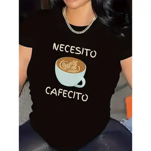 GGOR A T-Shirt with The Necesito Cafecito Design, Great for Wearing at Coffee Shops Or at Home, Designed for Durability And Comfort, Perfect for Everyday Use, Made from Light And Breathable Fabric