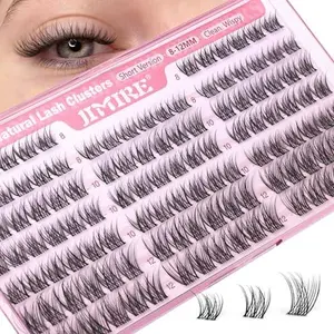 Natural Lash Clusters 8-12MM Short Eyelash Clusters Wispy Lashes Clusters with Clear Band C-Curly Cluster Eyelash Extensions 120Pcs DIY Lash Extensions at Home by JIMIRE