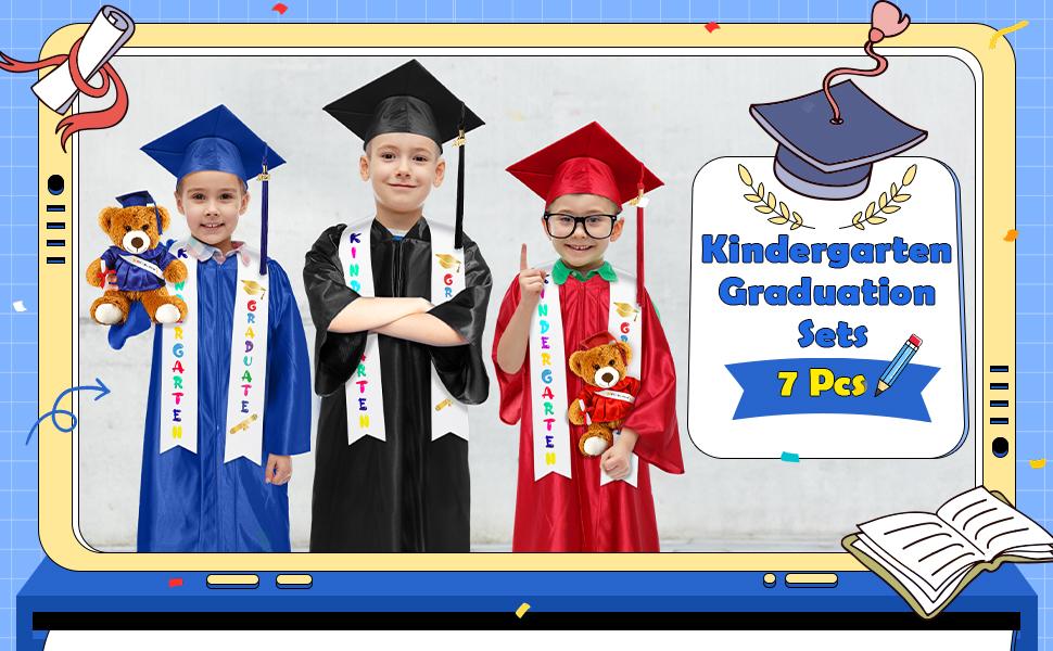 7 Pcs Graduation Gown Cap 2026 Graduation Accessories Include Stole Tassel Sash Charm Bear Gifts for Classmates or Friends Student  Graduation School Supplies