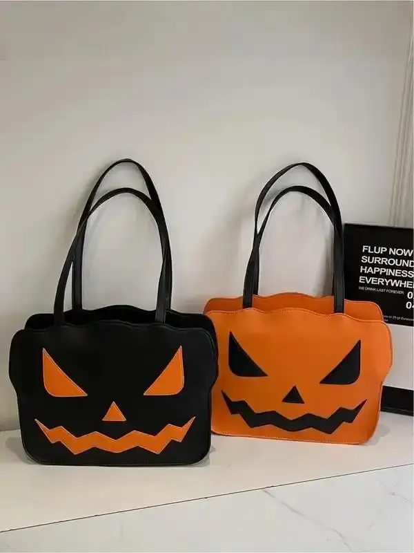 2026 New Halloween 3D Pumpkin Bag Fashionable Funny Large Spacious Capacity Shoulder Tote Ghost Design Prank Fun and Festive Accessories for Kids and Adults, everyday carry, fashion piece, daily essentials