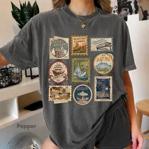 Comfort Colors  Vintage Theme Park Postage Stamp Shirt, Retro Magical Kingdom Travel Tee, Most Magical Place Souvenir Stamp Top,  Family Vacation 2026 Matching Apparel,  Nostalgic Park Adventure Shirt