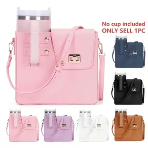 Portable Water Cup Storage Bag, 1 Count Outdoor Crossbody Shoulder Bag with Sports Water Bottle Holder, Fashionable Crossbody Bag, Crossbody Messenger Bag, Outdoor Sport Accessories, Gym Bag for Women, Pink, Leather Satchel, Purse Women, Unique Bags