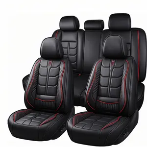 Premium Nappa Leather Shadow Base Full Set Car Seat Covers - 3D Lumbar Support, Waterproof, Airbag-Compatible Universal Fit non-slip protector mat waterproof