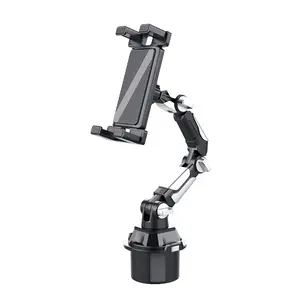 Car Cup Holder Phone and Tablet Holder, Car Phone Holders, Universal Navigation Tablet Mount, Front and Rear Seat Co-pilot Holder, Unobstructed View, Safe, Adjustable Height, 360° Rotation, Multi-joint Swivel, Stable and Non-wobbly, Rotating Car Mount