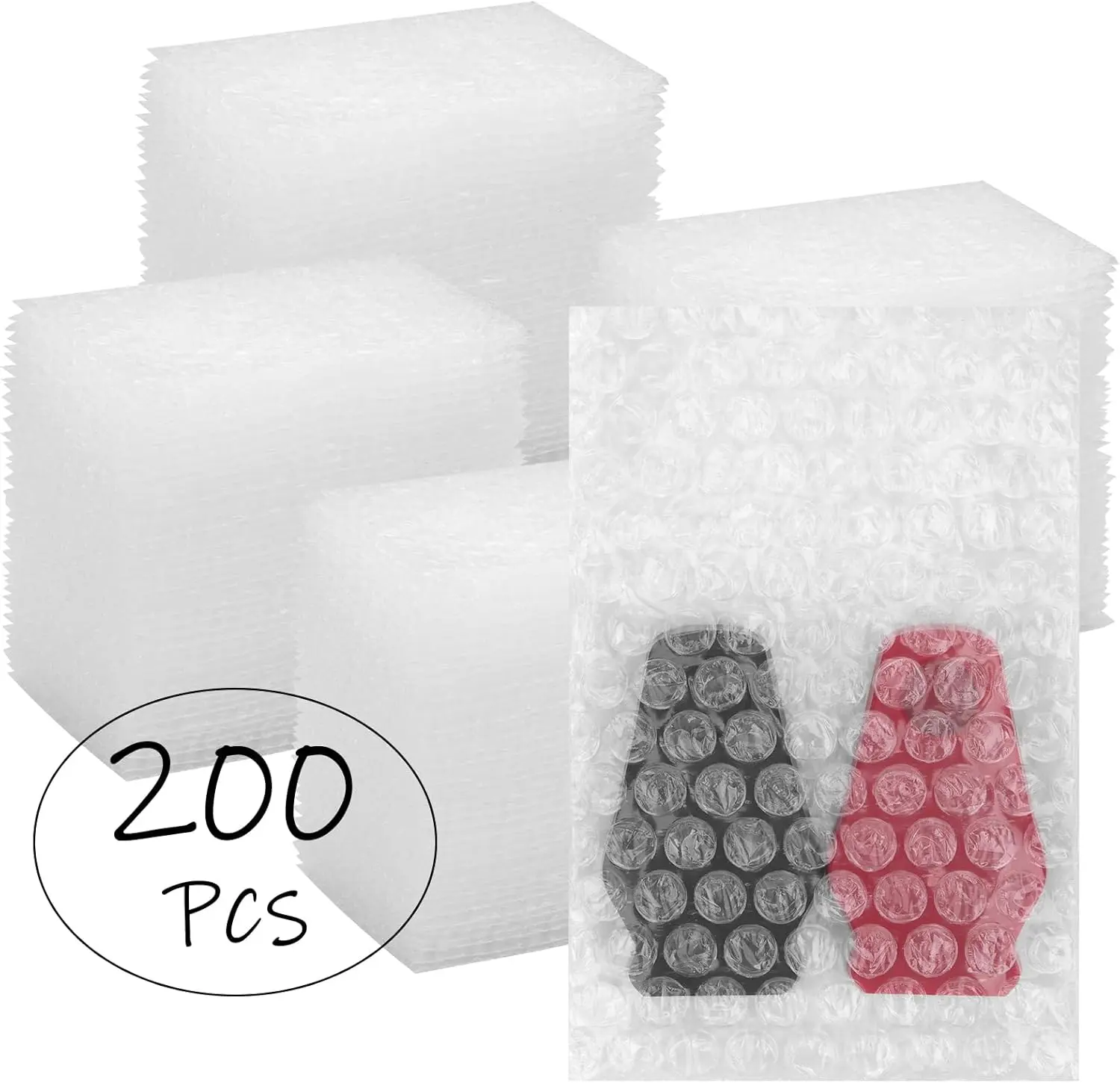 200PCS Bubble Pouches Wrap, Clear Not Self-Seal Bubble Out Bags with Double Walled Cushioning, Ideal for Packing, Shipping, Storage, Moving