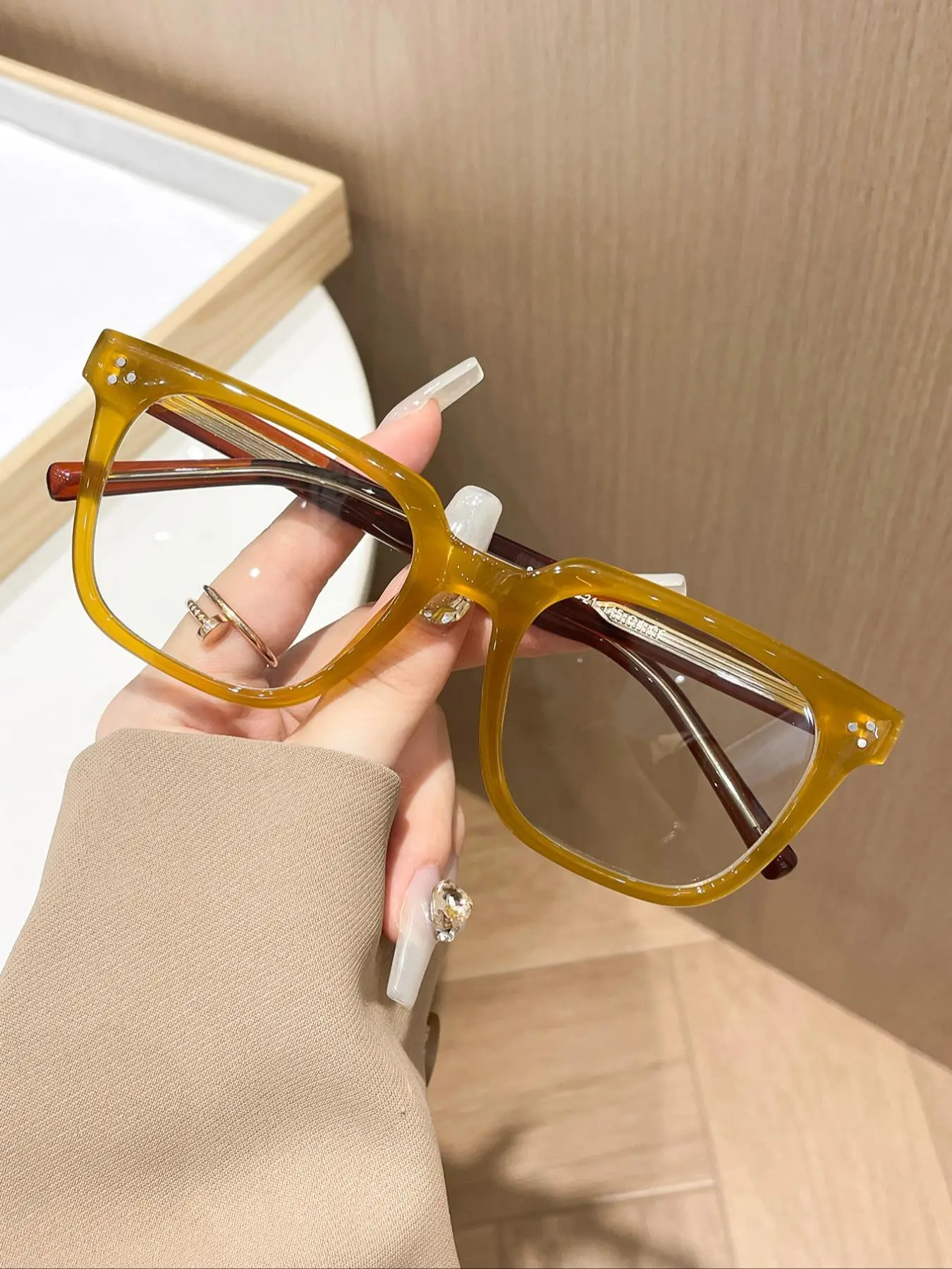 Minimalist Temperament Square Frame Eyeglasses, Anti-blue Light Eyeglasses for Women & Men, Trendy Casual Eyeglasses, Fashion Eyeglasses for Work, Daily Clothing Decor, Stylish Square Frames, Square Frame Eyewear, Fashionable Frames Glasses