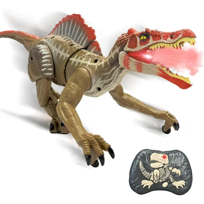- Remote Control Dinosaur Robot - Realistic Walking, Roaring, and Spraying Spinosaurus Toys - Light up and Shaking Head and Tail Robot Dinosaur for Kids Ages 3+