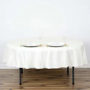 Polyester Round Tablecloth 90" Ivory - Reusable & Durable Table Cover