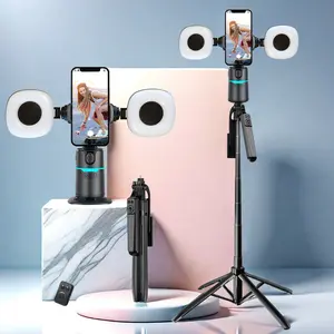 360-Degree Rotatable Smart Selfie Stick, Selfie Stick with Wireless Remote Control, Phone Stabilizer with RGB Light for Video Recording