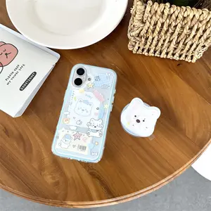 iPhone 17 Pro Max/16/15 Case Magnetic 2-in-1 | Kawaii Westie Sticky Note Fidget Phone Case - Shakeable Dolls + Magnetic Stand (Dopamine Transparent Cover, Perfect Gift)