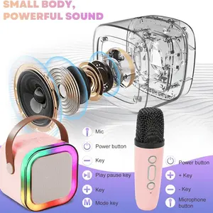 K12 Bluetooth-compatible Stereo Speaker Mini Portable Karaoke Mic Wireless Bluetooth-compatible All-In-One Machine Home Party Ktv Singing Set Karaoke Speaker
