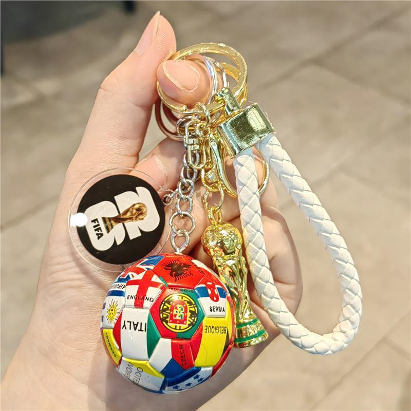 2026 USA-Canada-Mexico World Cup Keychain Set: World Cup Trophy & Official Match Ball Design, Premium Sports Fan Accessories