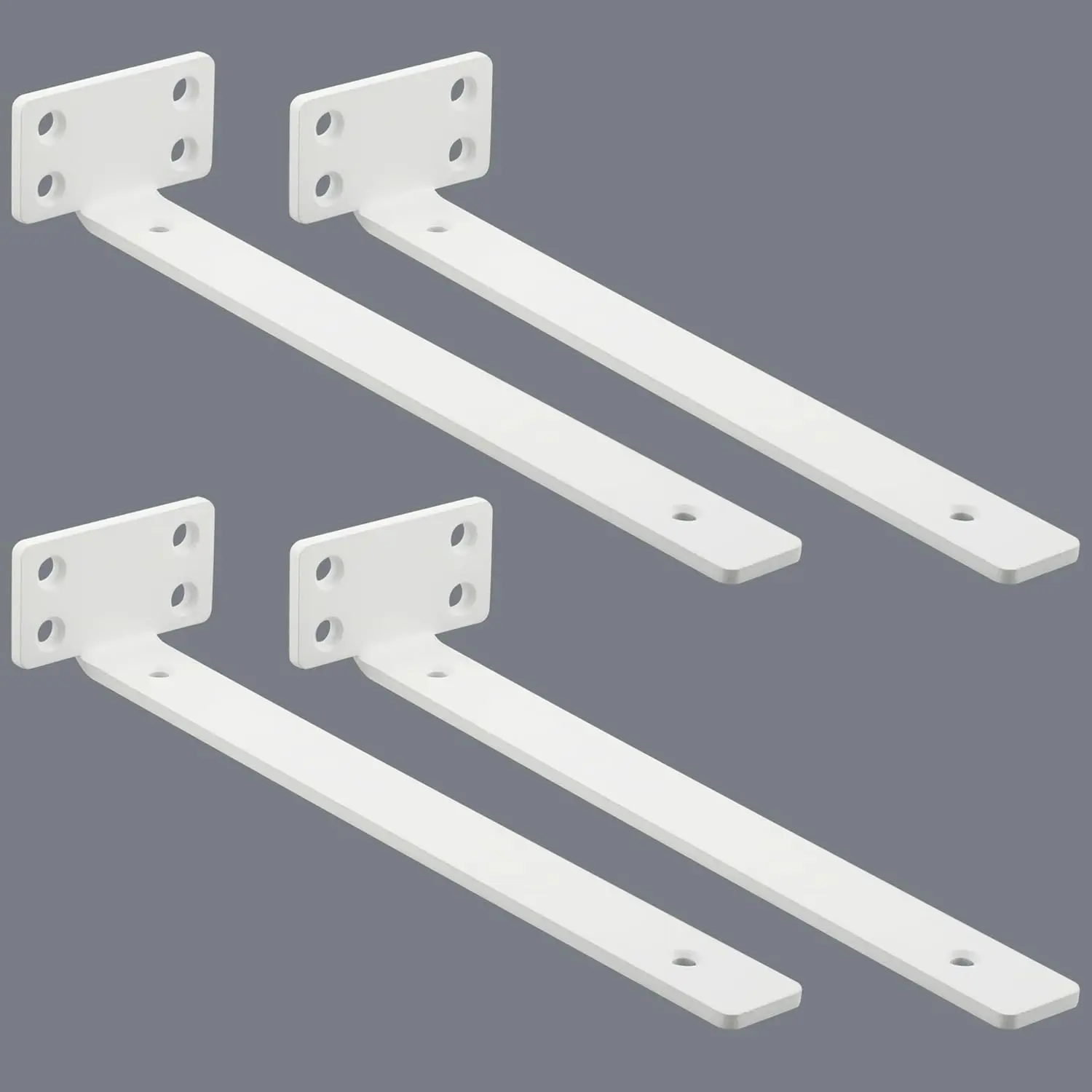 Floating Shelf Brackets White,4 Pcs L Brackets for  Board,10'' (1/5" Thick) Wall Brackets for  Shelf Support,160LB Load Capacity Heavy Duty Metal Bracket Corner Brace for Home and DIY