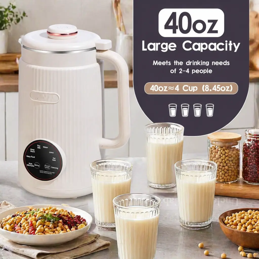 40oz Automatic Plant-Based Milk Maker, 800W High Power Multifunctional Blender with Stainless Steel Lid, Blender for Smoothies, Multifunctional Juicer Cup, 18H Delay Start, 2H Keep Warm, NTC Temp Control, Self-Cleaning Kitchen Utensil, Smoothie Maker
