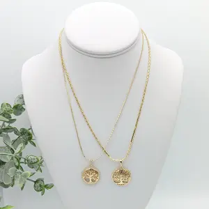 Yordy Unisex Fine Chain with Tree of Life 14k Gold Plated High Quality 18 Inches Length 0.9 Ounces Weight Versatile Jewelry