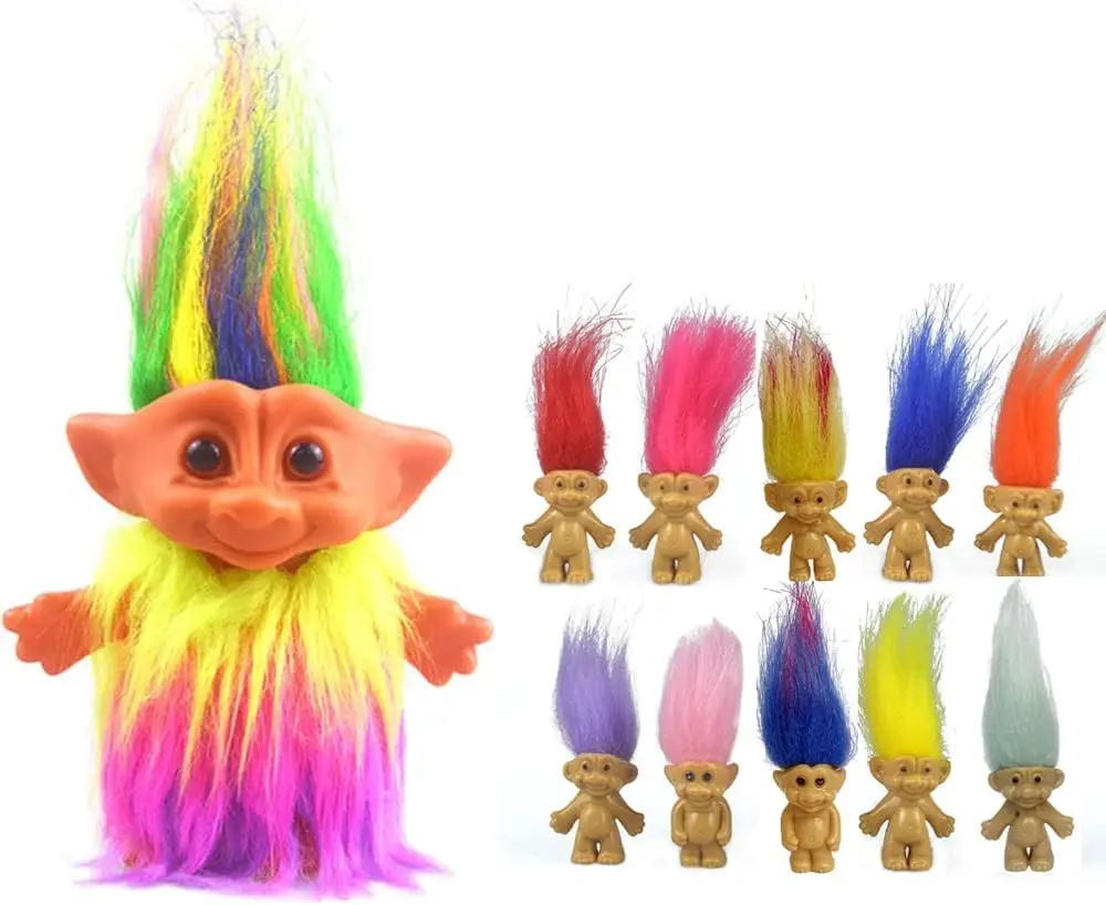 11PCS Vintage Lucky Troll Dolls – Chromatic Mini Collectible Dolls for Collections, School Projects, Arts & Crafts, Party Favors, Cute Toys