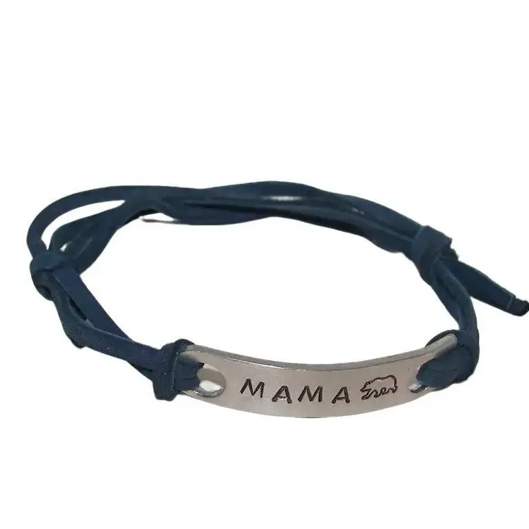 Bar bracelet stamped with your wording with adjustable leather band,stamped with  name or design as shown