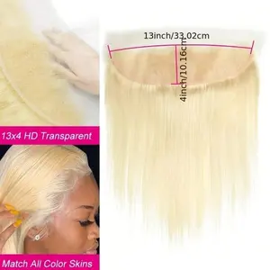 1pc 613 Blonde 13 X 4 Lace Frontal 180 Density Virgin Remy Human Hair Ear to Ear Lace Frontal Closure for Women, Blonde Color, Real Human Hair, Suitable for All Ethnicities 8-18 inches Straight