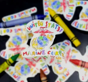 USMC Crayon Sticker - Water-resistant & Scratch-resistant