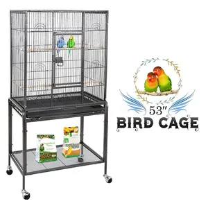 SuperDeal Pets 53" Bird Cage with Stand Wrought Iron Frame Birdcage