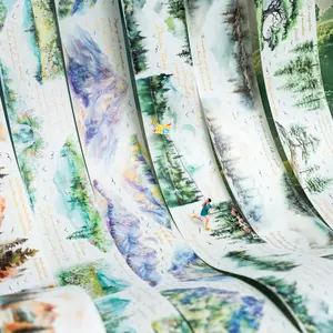 Forest Themed Washi Tape, 1 Roll/bag Colorful Self Adhesive Decorative Tape, DIY Decorative Tape for Scrapbooking, Journaling, Gift Wrapping, Scrapbook Materials