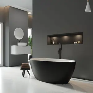Freestanding Matt Black Bathtub 080593002
