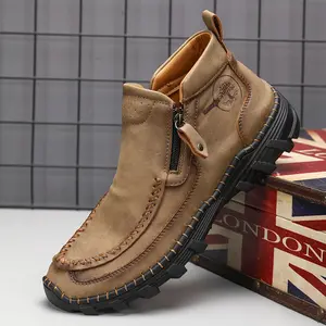 Men's Casual Zip Ankle Boots Outdoor Lightweight Walking Boots