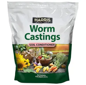 Harris Worm Castings Organic Fertilizer - Soil Superfood for Houseplants, Flowers, and Vegetables, 4qt, 5lb Bag