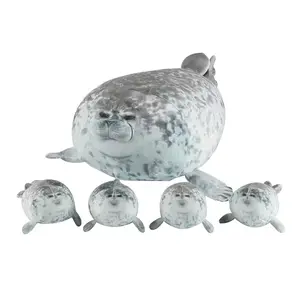 Kawaii Seal Family Plush Toys Soft Stuffed Animals Seal Pillow Stuffed Toy CuddlyGifts for Friends Birthday Gift for Family with 4 baby