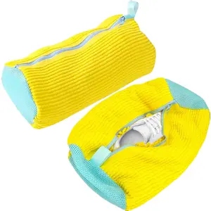 Shoe Washing Machine Bag: Laundry Shoe Bag for Washer and Dryer - Reusable Shoe Cleaning Bag for Sneaker Tennis Shoes Unstain Cleaner Kit (Yellow 2pcs)