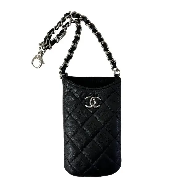 Pre-owned CHANEL Lambskin Small Leather Goods Cocomark Phone Case