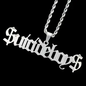 $UICIDEBOY$ Necklace 1.5" Mirror Polished Stainless Steel Suicideboys Pendant Hypoallergenic Rust Resistant G59 Jewelry Choice of Chain Grey59 Free Gift Included