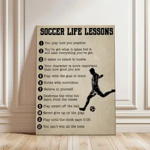 Soccer Life Lessons Poster – 12 Motivational Quotes Wall Art for Global Soccer Season, Match Day, Bedroom, Gym, Locker Room, or Sports Club Decor
