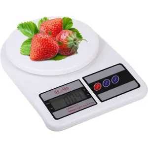 Electronic Digital Kitchen Scale Multi- Function- Tare Option- SF-400 LCD Display-Grams & Ounces (10000g/353oz) for Exact Measuring Cooking or Baking Ingredients (White/Plastic)