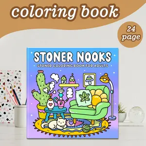 Cute Coloring Book with 24 Bold Stress-Relief Designs, 7.9in X 7.9in Perfect Size, Thick Paper, Original Hand-Drawn Patterns