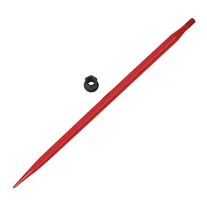 GARVEE 49" Bale Spear 3000 lbs Capacity Red Coated Bale Forks, Bale Hay Spike with Hex Nut for Buckets Tractors Loaders