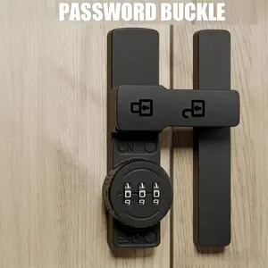 Password Door Lock, Security Lock, 180 Degree Sliding Door Lock with 3-digit Combination Lock, Gate Garage Shed Window Lock Bolt, No Key Bathroom Bedroom Cabinet Lock