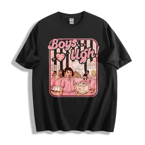 Retro Vintage Style Unisex T-Shirt Boys Ugh Pink Themed Graphic With Girls In Pink Dresses And Tea Party Scene Perfect For Spring And Summer Wear Ideal Gift For Teenagers And Young Adults Who Love Nostalgic Pop Culture