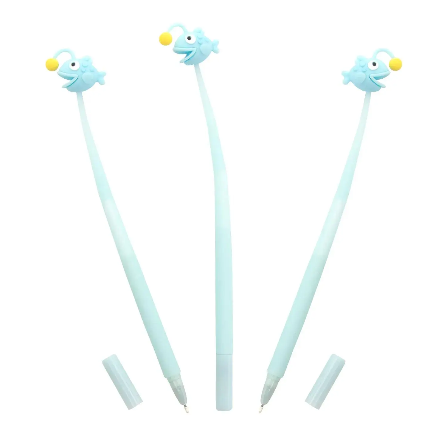 8 3/4" Silicone Wiggle Pens with Lantern Fish Topper - 12 Pc.