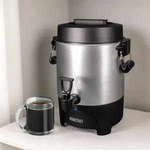 Homecraft Aluminum 45-Cup Coffee Urn with Quick Brewing & Dripless Faucet for Hot Beverages, Easy Clean & Keep Warm Function