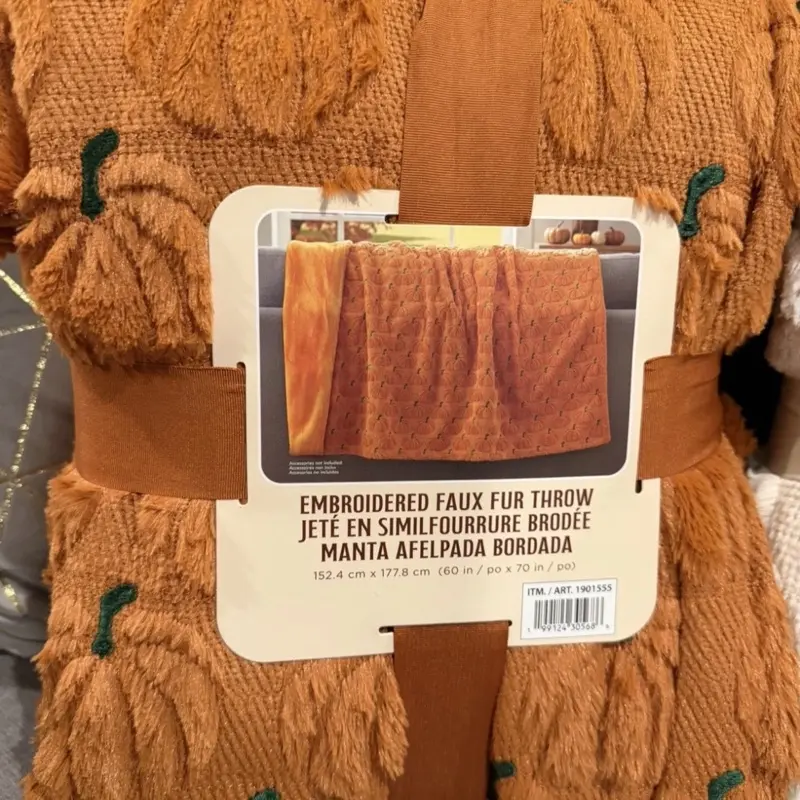 Faux Fur Pumpkin Throw Blanket - Viral TikTok Halloween, Fall Decor Accent