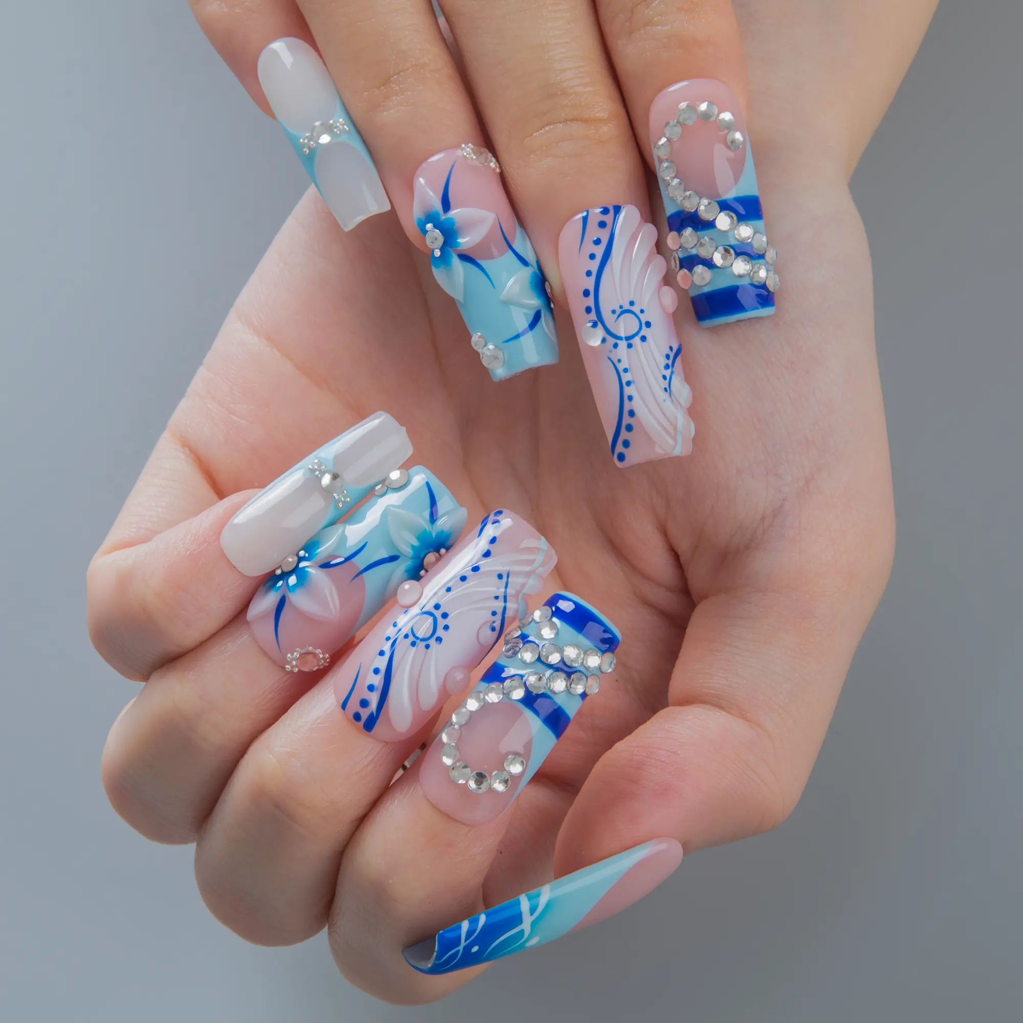 Lovful | NEW DROP Collection Handmade Acrylic Press On Nails | 10PCS Reusable | Salon Quality 3D Flower Rhinestones #DealsForYouDays