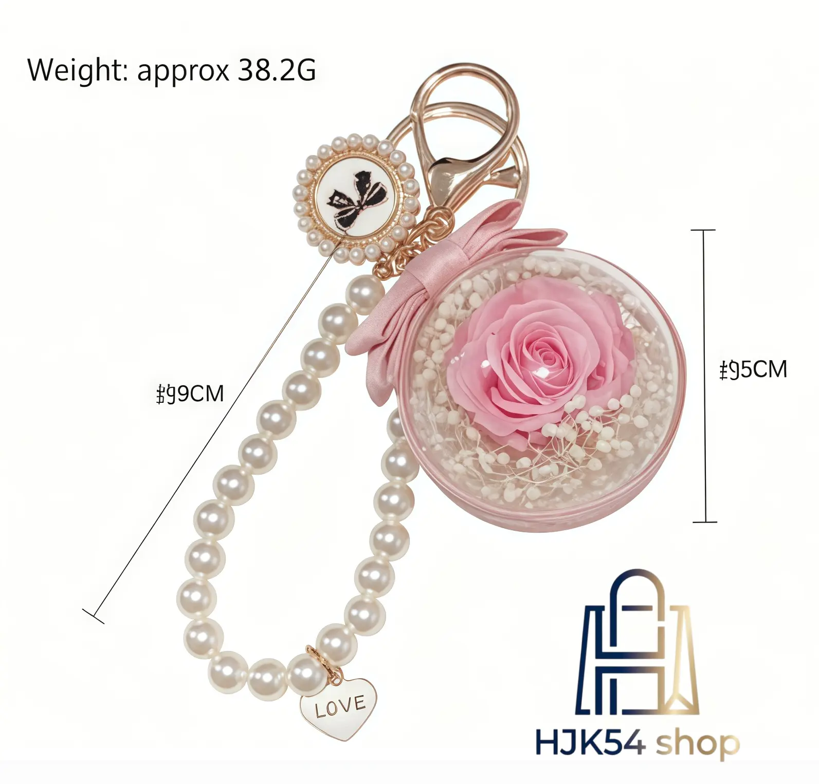 Women's Preserved Rose Keychain - Elegant Bow-Accented Flower Ball with Pearl Chain, Casual Kawaii Dopamine Bag Charm Keychain, Valentine's Day Car Pendant for Romance