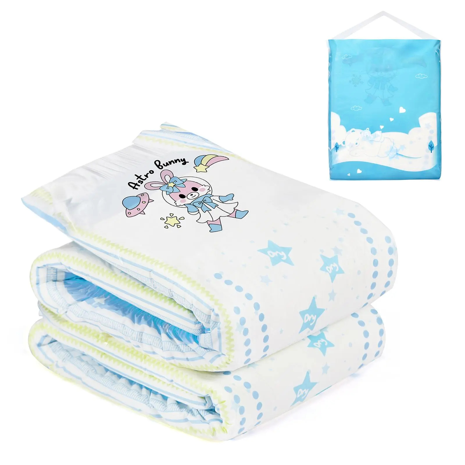 LITTLEFORBIG Astro Babies Adult Printed Diapers, Soft Disposable Briefs with Wetness Indicator and Quick-Absorbency Core, 3 Assorted Prints, 2-Pack