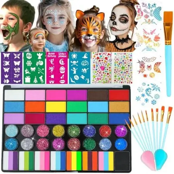 Face Painting Kit 42 Colors Water Activated Face Painting Set for Kids Adults Non Toxic Professional Face Body Paint Makeup for Halloween,Christmas, Cosplay, Parties, Carnival, Birthdays