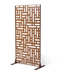 Metal Privacy Screen 47" X 76" Outdoor Privacy Screens And Panels For Patio Brown, Weather Resistant, UV Protected, Durable Garden Fence Dividers For Deck, Balcony, Yard, Easy Assembly, Modern Outdoor Privacy Solution