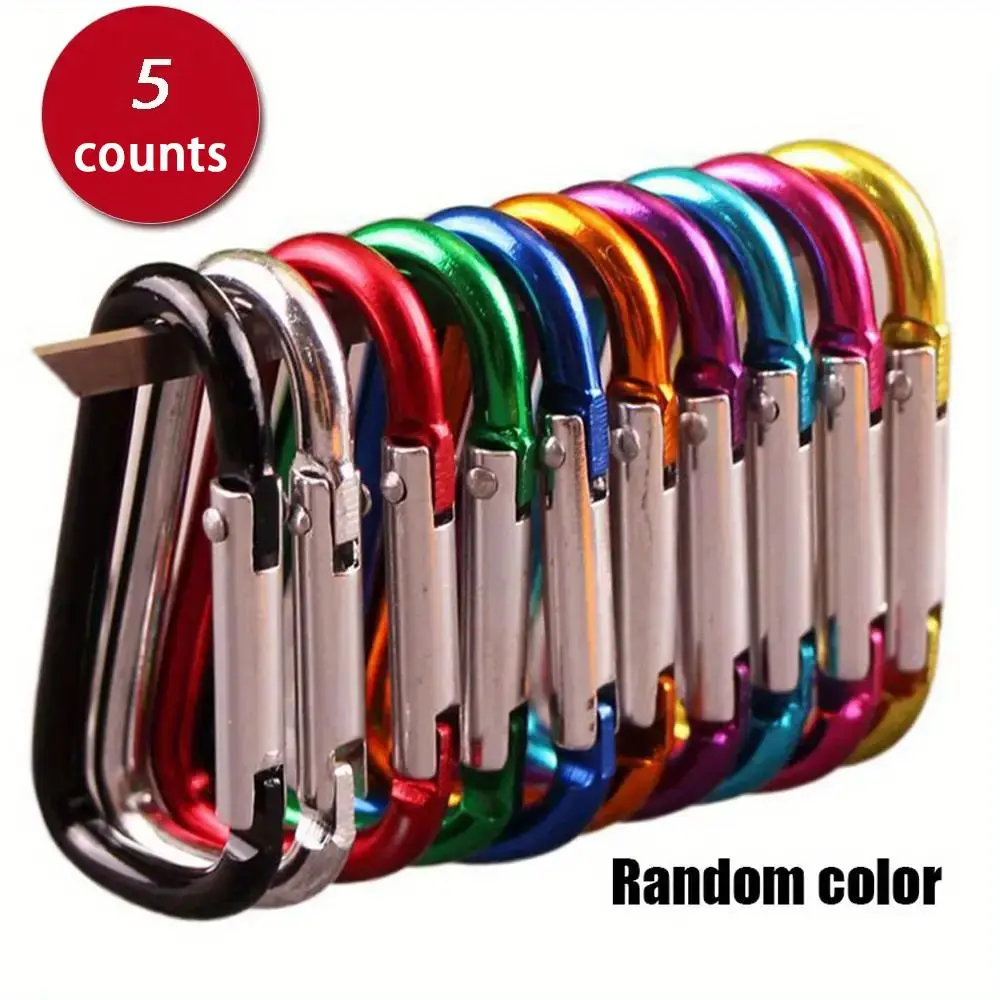 Random Color Carabiner Keychain, 5 Counts/set Durable Keychain Buckle, Bag Hanging Keychain for Outdoor Camping, Hiking & Climbing